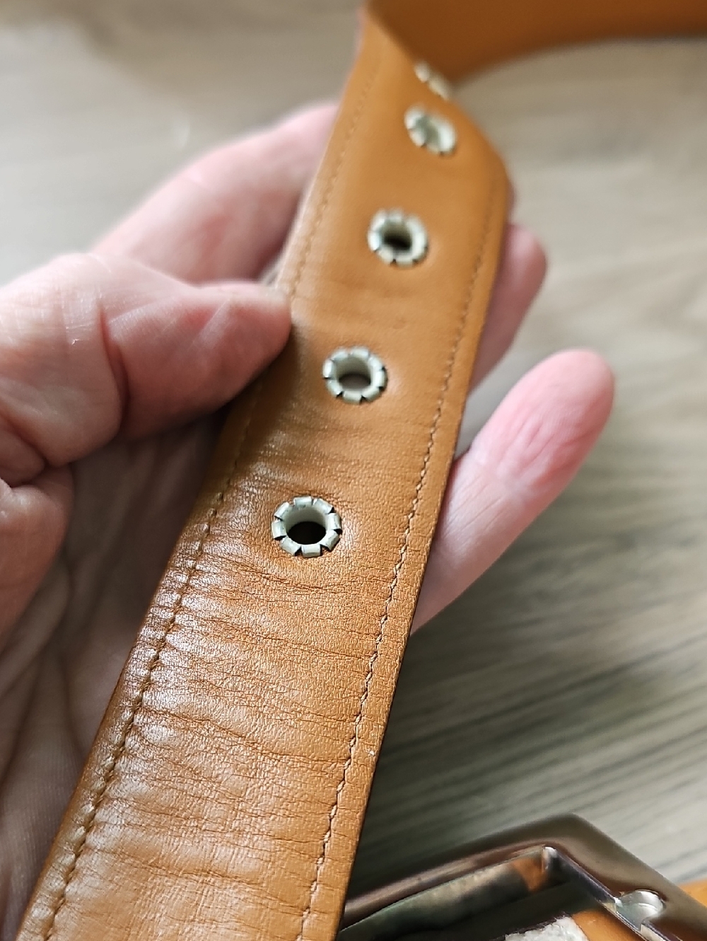 Ralph Lauren Size M women's Canvas and Brown Leather Belt with Silver Buckle - Picture 3 of 8